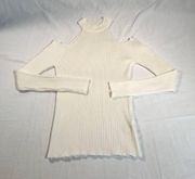 Ambiance Cold Shoulder Long Sleeve Top Womens Sz Small Off White 