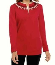 Kim Rogers Sweatshirt Red Fair Isle