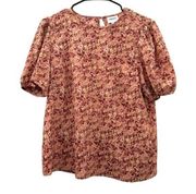 Aware by Vero Moda Orange & Red Printed Short Sleeve Top Size M