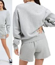 Good American Distressed Boyfriend Sweatshirt Grey NWT Size 2 = Medium $95