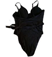 NWT Good American Wire Cup Belted One Piece Swimsuit in Black - Size 5 (2XL)