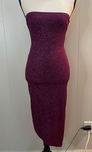 Sparkly Strapless Asymmetrical Cocktail Dress.