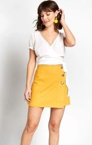 ModCloth Yellow Wrap Mini Skirt Size 10 New