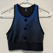 Ultracor Blue Black Ombre Star Print High Neck Long Line Sports Bra XS