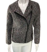 Nic + Zoe Womens Size XS Tweed Moto Jacket Multicolor Exposed Zipper Pockets