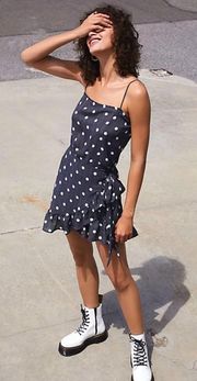 Black Striped Polka Dot Olivia Wrap Slip Dress NWT Small