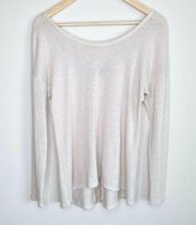 Moa Moa Bow Detail Pullover Sweater in Cream Color Womens Size Medium