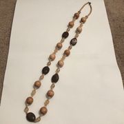 Tan & Brown Long Bead Necklace