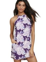 Lucy Love Mulhulland Drive Purple Floral Print Shift Dress Size S