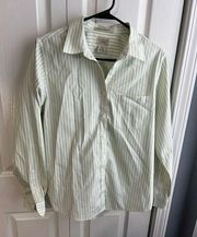 L.L. Bean green striped wrinkle resistant size medium