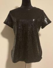 NWT Charter Club Sequined Short-Sleeve Blouse size medium