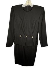 Vintage Leslie Fay Black Dress with Cameo Buttons