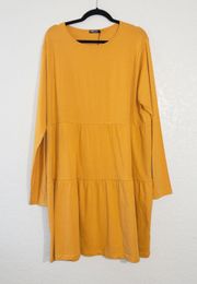 NWT  Mustard Long Sleeve Tiered Smock Dress Size 22