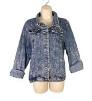 Denim Jacket Acid Wash Women's XL Cropped Stylish Comfortable Outerwear Trendy