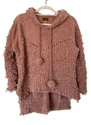 Shaggy Fringe Hooded Pullover Size Small Oversized