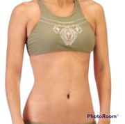 Marilyn Monroe Green Embroidered Aztec Tribal Bikini Top