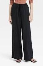 High Rise Linen Pull On Pants Black  Target