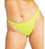 Andie Swim Womens Medium Banded Cheeky Bikini Bottom Yellow Neon High Cut Leg