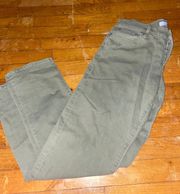 Olive Green Wide Leg High Waisted Jeans