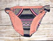 Red Carter Coral Aztec Bikini Classic Strap Tab Side Hipster Bottom Size XS