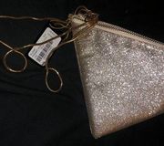 Bebe Sparkly Gold Triangle Crossbody Bag