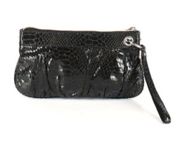 EXPRESS Women’s Black Snake Texture Zip Up Wristlet