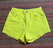 VINTAGE ST JOHNS BAY YELLOW DENIM HIGH RISE CUT OFF SHORTS