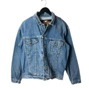 Vintage Harley Davidson Eagle Denim Jacket Motorcycles Womens Large Blue Biker L