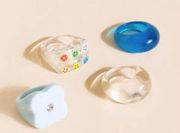 NWOT Francescas Lily smiley dome resin ring set of three 