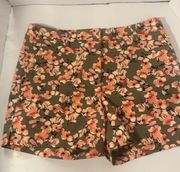 WHITE HOUSE BLACK MARKET The 5”’SHORT Floral Cherry Blossoms /Sage Green Size 4