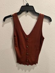 V Neck Button Up Crop Top