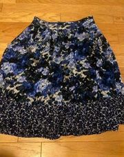 Adrianna Papell women’s blue pattern lined side zip business casual skirt sz 12
