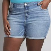 Lane Bryant Denim Mid-Rise Bermuda Flex Magic Waistband Signature Fit Size 18