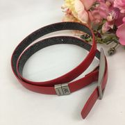 AK Red Leather Skinny Belt