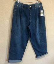 NEW Michael Kors pleated blue cuffed jeans - plus size 14