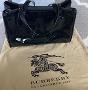 Burberry black patent leather tote