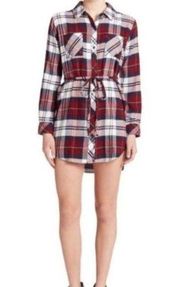 Rails Nadine Cabin Core Red Plaid Button Down Shirt Mini Dress Small