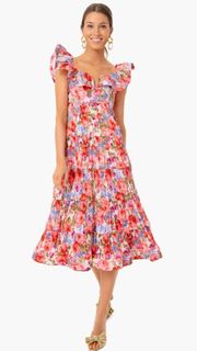 Women's Rita Floral Midi Dress *Tuckernuck Exclusive* sz S Ruffle Pleated