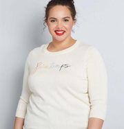 ModCloth Women's Cream Printemps Charm School Pullover Sweater 3X NEW