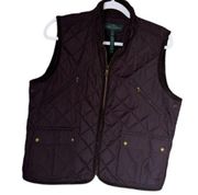 Ralph Lauren  vest quilted brown pockets zip up xl