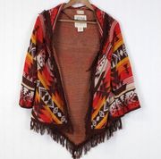 Billabong Womens M Get Cozy Poncho Sweater Aztec Southwest Western Rodeo
