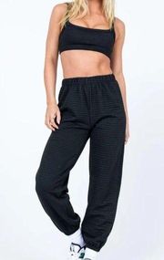 PRINCESS POLLY Arabella Set Black US 8 Crop Top Joggers Puff Waffle Textured 8