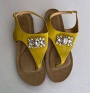 flat Sandals yellow jewels size 10