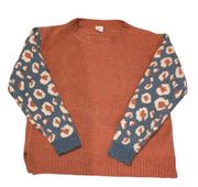 Cozy Co Cozy Casual Chenille Cheetah animal Print Sleeve Sweater orange S/M