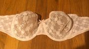 Strapless Lace Bra - size 36C - beige