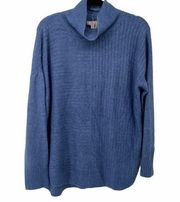 Como Vintage Denim Blue Ribbed Mock Neck Sweater