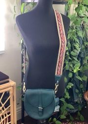 Ora Delphine Hunter Green Billie Guitar Strap Pebbled Leather Crossbody Bag