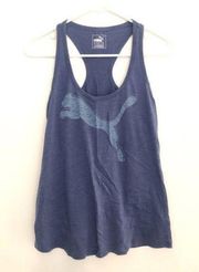 PUMA Periwinkle Blue ish Logo Sleeveless Racerback Activewear Tank Top Small S