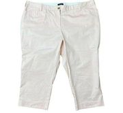 Lands' End Plus 22W Mid Rise Straight Leg Cropped Pants Light Baby Pink Stretch