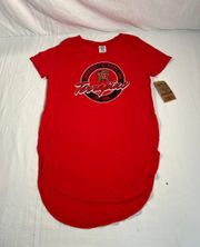 Maryland Terps Graphic Tunic Shirt Womens Medium Red Short Sleeve NWT